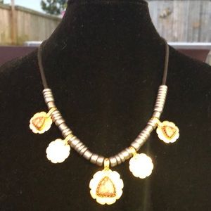 Madewell two tone necklace on black cord,